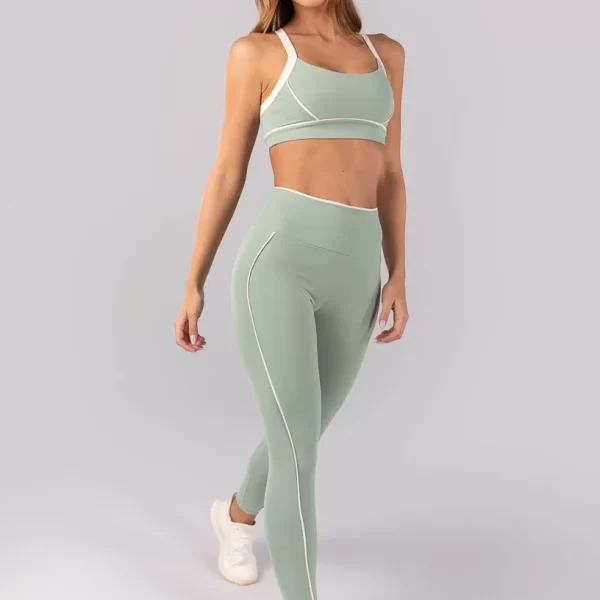 CALÇA LEGGING COM VIRA E VIVO (VERDE CLARO / OFF-WHITE)